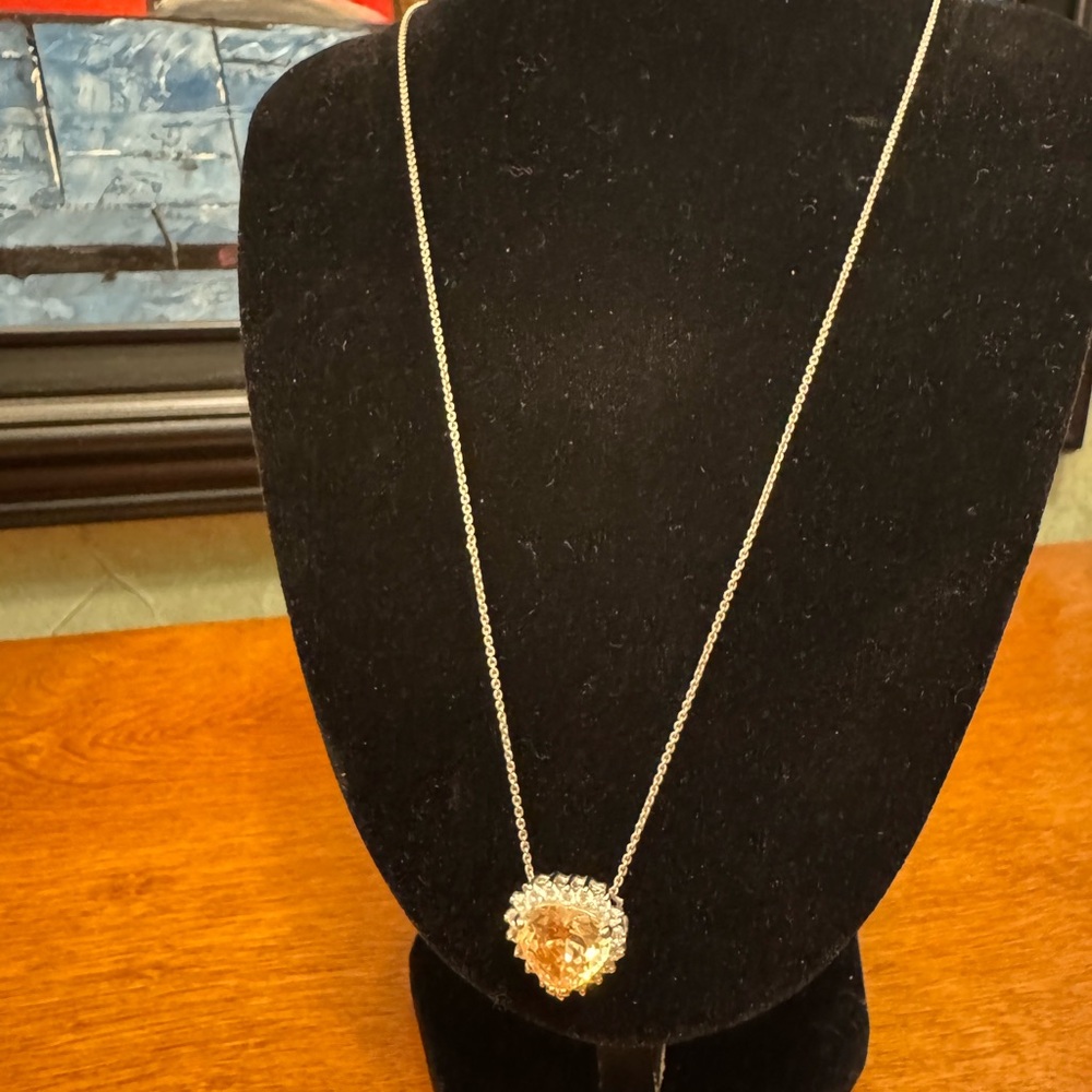 Women’s Sterling Silver Crystal Citrine Pendant Necklace